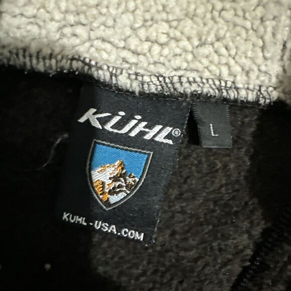 Kuhl Womens L Alfpaca Fleece Taupe Brown Hooded Full Zip Sweater Jacket - Picture 2 of 6